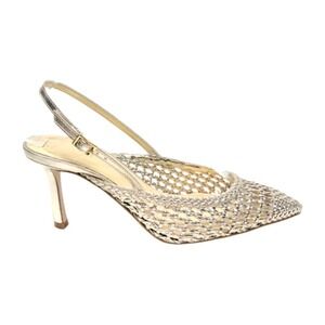 NEW! Jessica Simpson Braided Pointed Toe Slingback Heels Gold Metalic Size 7.5